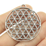 WYSIWYG 2pcs 48x44mm Round Flower Charm Pendant Flower Of Life Charm Round The Flower Of Life Charms Pendants