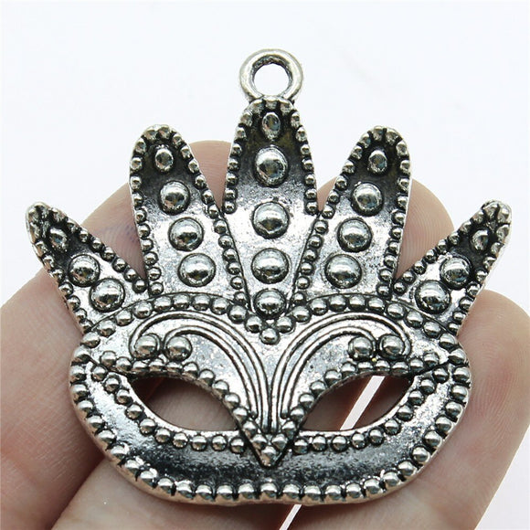 WYSIWYG 2pcs 48x50mm Big Mask Charms Antique Silver Color Pendant Charms For Jewelry Making Jewelry Accessories