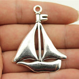 WYSIWYG 2pcs 49x39mm Big Sailboat Charm Pendants For Jewelry Making Big Sailboat Pendants Charm Big Sailboat