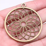 WYSIWYG 2pcs 49x49mm Antique Silver Color Round Flower Of Life Charms Pendant For Jewelry Making DIY Jewelry Findings