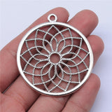WYSIWYG 2pcs 49x49mm Antique Silver Color Round Flower Of Life Charms Pendant For Jewelry Making DIY Jewelry Findings