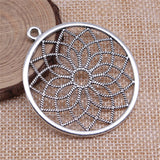 WYSIWYG 2pcs 49x49mm Antique Silver Color Round Flower Of Life Charms Pendant For Jewelry Making DIY Jewelry Findings