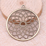 WYSIWYG 2pcs 49x49mm Antique Silver Color Round Flower Of Life Charms Pendant For Jewelry Making DIY Jewelry Findings