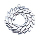 WYSIWYG 2pcs 49x51mm Antique Silver Color Round Olive Branch Charms Pendant For DIY Jewelry Making