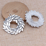 WYSIWYG 2pcs 49x51mm Antique Silver Color Round Olive Branch Charms Pendant For DIY Jewelry Making