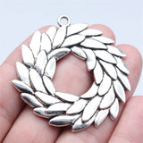 WYSIWYG 2pcs 49x51mm Antique Silver Color Round Olive Branch Charms Pendant For DIY Jewelry Making