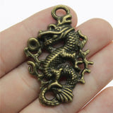 WYSIWYG 2pcs 50x35mm Antique Silver Color Antique Bronze Dragon Pendants For Jewelry Making Dragon Pendant Dragon Charm Pendants