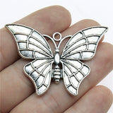 WYSIWYG 2pcs 54x37mm Butterfly Charms Antique Silver Color Pendant Charms Jewelry Findings For Jewelry Making