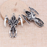WYSIWYG 2pcs 55x39mm Antique Silver Color Skull Reaper Scythe Charms For Jewelry Making