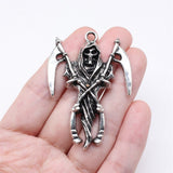WYSIWYG 2pcs 55x39mm Antique Silver Color Skull Reaper Scythe Charms For Jewelry Making