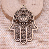 WYSIWYG 2pcs 59x43mm Antique Silver Color Eye Hand Charms Pendant For Jewelry Making DIY Jewelry Findings EF3889