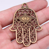 WYSIWYG 2pcs 59x43mm Antique Silver Color Eye Hand Charms Pendant For Jewelry Making DIY Jewelry Findings EF3889