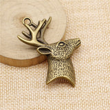 WYSIWYG 2pcs 60x43mm Pendant Deer Head Reindeer Charm Pendants For Jewelry Making Deer Head With Antlers Pendants