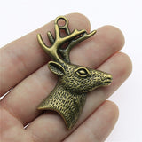 WYSIWYG 2pcs 60x43mm Pendant Deer Head Reindeer Charm Pendants For Jewelry Making Deer Head With Antlers Pendants