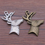 WYSIWYG 2pcs 60x43mm Pendant Deer Head Reindeer Charm Pendants For Jewelry Making Deer Head With Antlers Pendants