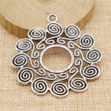 WYSIWYG 2pcs 61x54mm Mandala Pattern Charms For Jewelry Making Antique Silver Color Charm Pendant Jewelry Accessories