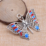 WYSIWYG 2pcs 62x48mm Butterfly Pendant Charms Antique Silver Color For Jewelry Making Zinc Alloy Jewelry Findings