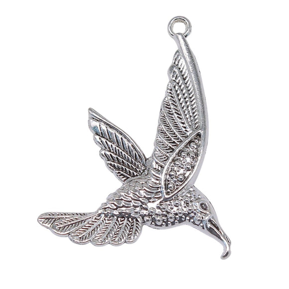 WYSIWYG 2pcs 63x53mm Bird Eagle Charm Pendants For Jewelry Making Antique Silver Color Animal Eagle Pendants Charm Eagle EF3841