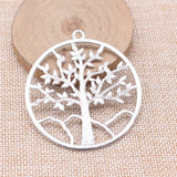 WYSIWYG 2pcs 63x57mm Big Tree Charm Pendants For Jewelry Making Antique Silver Color Large Tree Pendants Charm Big Tree