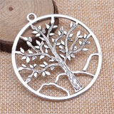 WYSIWYG 2pcs 63x57mm Big Tree Charm Pendants For Jewelry Making Antique Silver Color Large Tree Pendants Charm Big Tree
