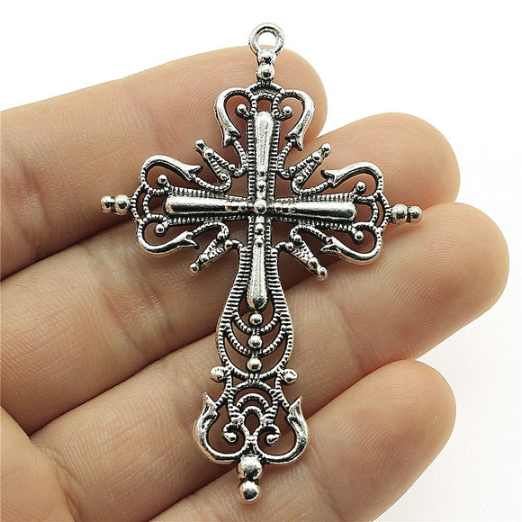 WYSIWYG 2pcs 64x43mm Cross Charm Men Large Cross Charm Pendants Big Cross Charm Vintage DIY Accessories For Jewelry Making