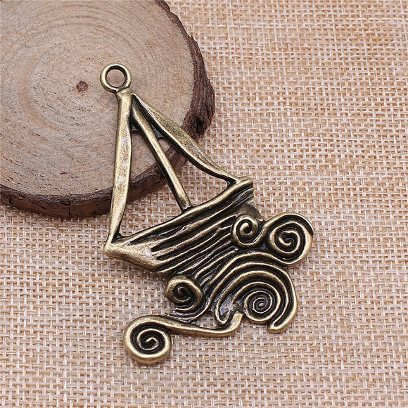 WYSIWYG 2pcs 66x46mm Big Sailboat Charms For Jewelry Making Antique Bronze Color Charms Pendants Jewelry Accessories