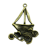 WYSIWYG 2pcs 66x46mm Big Sailboat Charms For Jewelry Making Antique Bronze Color Charms Pendants Jewelry Accessories