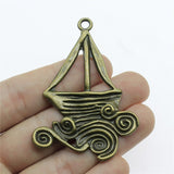 WYSIWYG 2pcs 66x46mm Big Sailboat Charms For Jewelry Making Antique Bronze Color Charms Pendants Jewelry Accessories