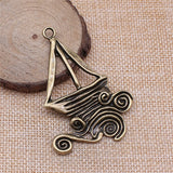 WYSIWYG 2pcs 66x46mm Big Sailboat Charms For Jewelry Making Antique Bronze Color Charms Pendants Jewelry Accessories