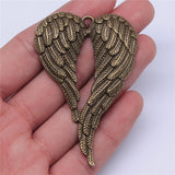 WYSIWYG 2pcs 67x42mm Charms Big Angel Wings Antique Bronze Antique Silver Color Pendants Making DIY Handmade Finding Jewelry EF3907