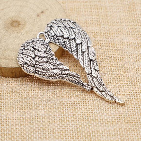 WYSIWYG 2pcs 67x42mm Charms Big Angel Wings Antique Bronze Antique Silver Color Pendants Making DIY Handmade Finding Jewelry EF3907