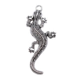 WYSIWYG 2pcs 71x30mm Pendant Gecko Chameleon Charm Pendants For Jewelry Making Antique Silver Color Lizard Pendants