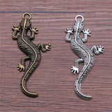 WYSIWYG 2pcs 71x30mm Pendant Gecko Chameleon Charm Pendants For Jewelry Making Antique Silver Color Lizard Pendants