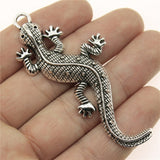 WYSIWYG 2pcs 71x30mm Pendant Gecko Chameleon Charm Pendants For Jewelry Making Antique Silver Color Lizard Pendants