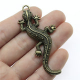 WYSIWYG 2pcs 71x30mm Pendant Gecko Chameleon Charm Pendants For Jewelry Making Antique Silver Color Lizard Pendants