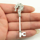 WYSIWYG 2pcs 72mm Antique Silver Color Antique Bronze Hippocampal Key Charm Hippocampal Key Pendant