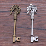 WYSIWYG 2pcs 72mm Antique Silver Color Antique Bronze Hippocampal Key Charm Hippocampal Key Pendant