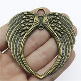 WYSIWYG 2pcs 74x69mm 3 ColorS Double Angel Wings Big Heart Connector Pendant For Jewelry Necklace Making