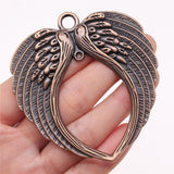 WYSIWYG 2pcs 74x69mm 3 ColorS Double Angel Wings Big Heart Connector Pendant For Jewelry Necklace Making