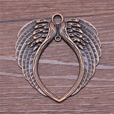 WYSIWYG 2pcs 74x69mm 3 ColorS Double Angel Wings Big Heart Connector Pendant For Jewelry Necklace Making