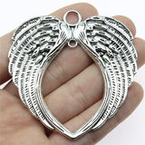 WYSIWYG 2pcs 74x69mm 3 ColorS Double Angel Wings Big Heart Connector Pendant For Jewelry Necklace Making