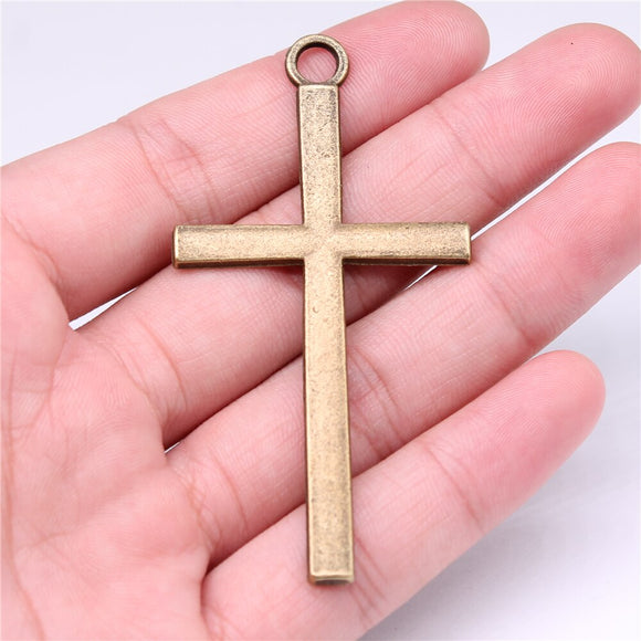 WYSIWYG 2pcs 76x40mm Vintage Big Cross Pendants Charm For Jewelry Making Antique Bronze Color Cross Pendants Charm Cross