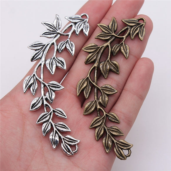 WYSIWYG 2pcs 87x38mm Pendant Branch Branch Leaf Charm Pendants For Jewelry Making Antique Silver Color Big Branch Charm