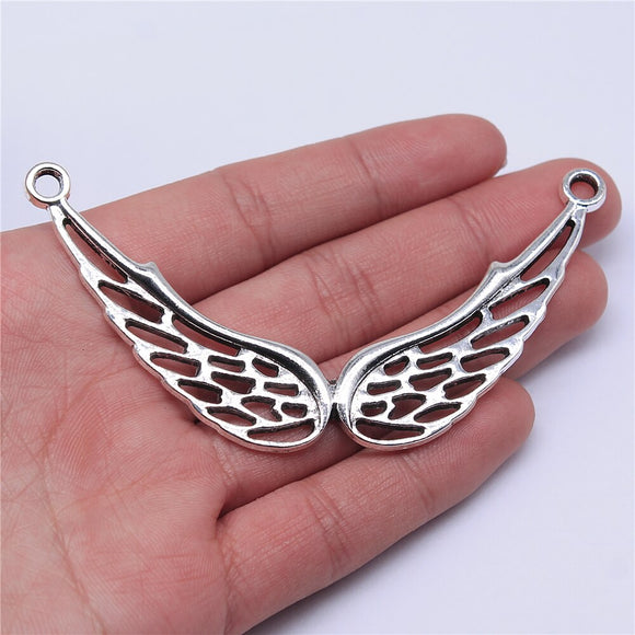 WYSIWYG 2pcs 93x48mm Big Angel Angel Wings Charms For Jewelry Making Antique Silver Color Charm Pendant Jewelry Accessories