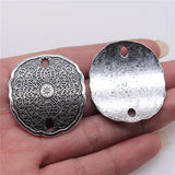 WYSIWYG 2pcs Carved Bracelet Connector Diy Jewelry Findings Accessories Charms Antique Silver Color 34x39mm