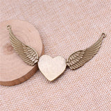 WYSIWYG 2pcs Charms 90x53mm Wing Heart Charms For Jewelry Making DIY Jewelry Findings Antique Bronze Color Alloy Charms Pendant