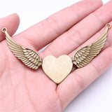 WYSIWYG 2pcs Charms 90x53mm Wing Heart Charms For Jewelry Making DIY Jewelry Findings Antique Bronze Color Alloy Charms Pendant