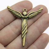 WYSIWYG 2pcs Charms Angel DIY Jewelry Findings Antique Bronze Plated 49x44mm Angel Charms