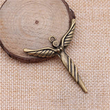 WYSIWYG 2pcs Charms Angel DIY Jewelry Findings Antique Bronze Plated 49x44mm Angel Charms