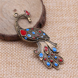 WYSIWYG 2pcs Charms Jewelry Findings DIY Accessories Peacock Pendant Antique Bronze Plated 60x23mm